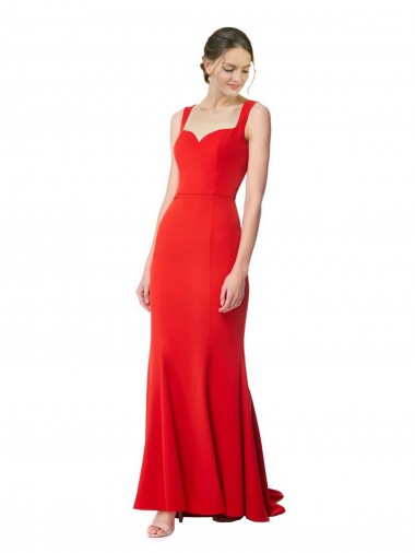 Rosso Stile sirena Innamorato Alto Collo Crespo Elastico Lunga Formali Abiti da damigella donore / Abiti da sera / Abiti da ballo