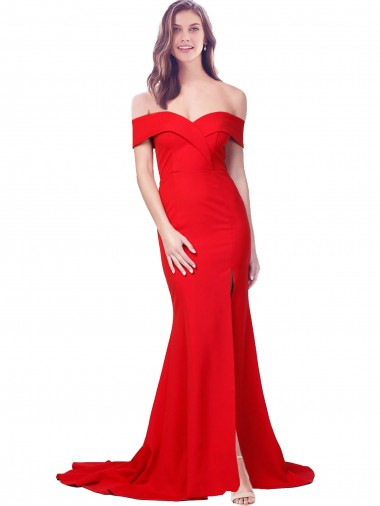 Rosso Stile sirena Innamorato Crespo Elastico Lunga Formali Abiti da damigella donore / Abiti da sera / Abiti da ballo