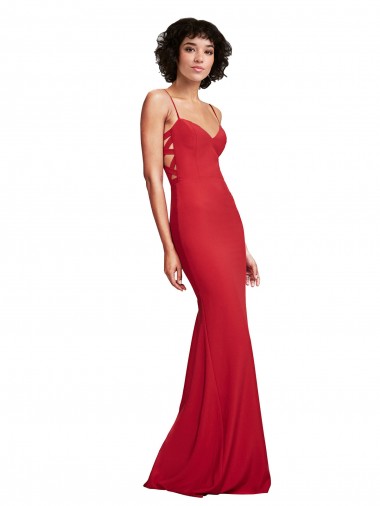 Rosso Stile sirena Sottili Crespo Elastico Lunga Formali Abiti da damigella donore / Abiti da sera / Abiti da ballo