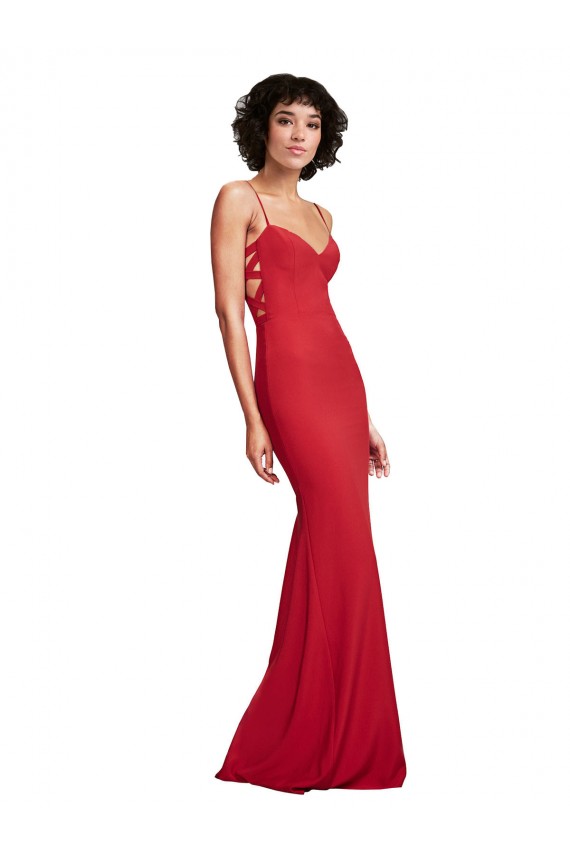 Rosso Stile sirena Sottili Crespo Elastico Lunga Formali Abiti da damigella donore / Abiti da sera / Abiti da ballo