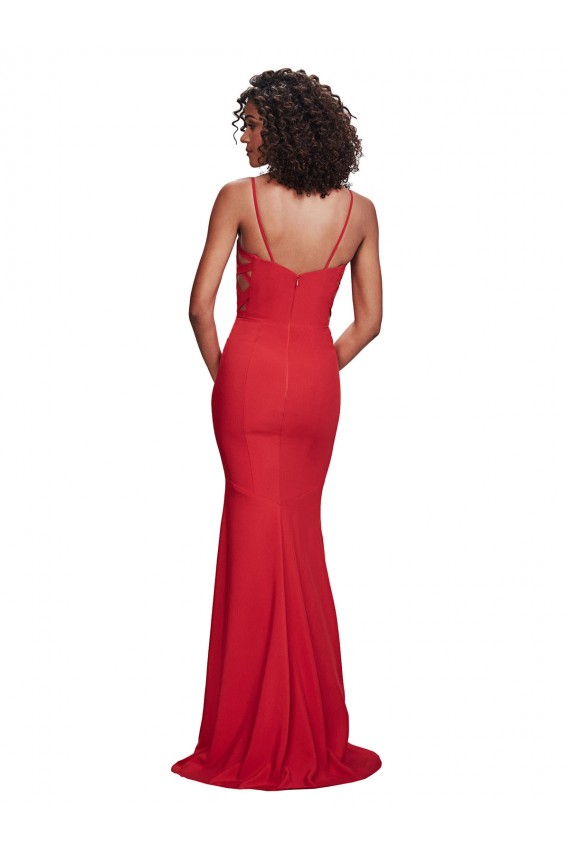 Rosso Stile sirena Sottili Crespo Elastico Lunga Formali Abiti da damigella donore / Abiti da sera / Abiti da ballo